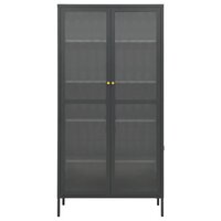 Vitrinekast 90x40x180 cm staal en gehard glas antracietkleurig 4