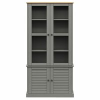 Vitrinekast VIGO 85x35x170 cm massief grenenhout grijs 4