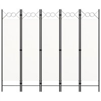 Kamerscherm met 5 panelen 200x180 cm wit 3