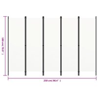 Kamerscherm met 5 panelen 250x180 cm wit 6