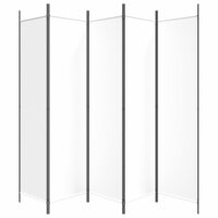 Kamerscherm met 5 panelen 250x200 cm stof wit 4