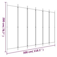 Kamerscherm met 6 panelen 300x200 cm stof wit 8
