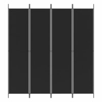 Kamerscherm met 4 panelen 200x220 cm stof zwart 3