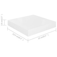 Wandschappen zwevend 2 st 23x23,5x3,8 cm MDF hoogglans wit 8