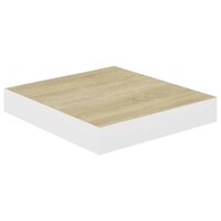 Wandschap zwevend 23x23,5x3,8 cm MDF eikenkleurig en wit 2