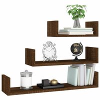 Wandschappen 3 st bewerkt hout bruin eikenkleur 5