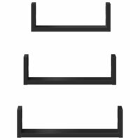 Wandschappen 3 st bewerkt hout zwart 4