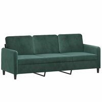 Driezitsbank met sierkussens 180 cm fluweel donkergroen 4