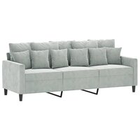 Driezitsbank 180 cm fluweel lichtgrijs 2