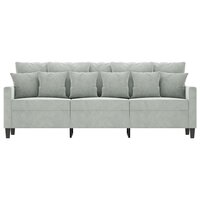 Driezitsbank 180 cm fluweel lichtgrijs 3