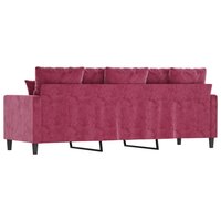 Driezitsbank 180 cm fluweel wijnrood 5
