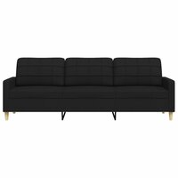 Driezitsbank 210 cm stof zwart 4