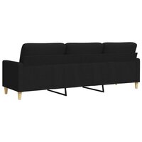 Driezitsbank 210 cm stof zwart 6