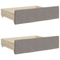 Bedlades 2 st bewerkt hout en stof taupe 2