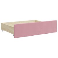 Bedlades 2 st bewerkt hout en fluweel roze 3