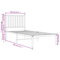 Bedframe met hoofdbord zonder matras metaal wit 75x190 cm 9
