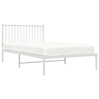 Bedframe met hoofdbord metaal wit 107x203 cm 4