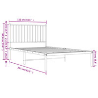 Bedframe met hoofdbord metaal wit 107x203 cm 9