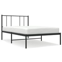 Bedframe met hoofdbord metaal zwart 100x190 cm 2