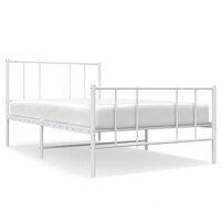 Bedframe met hoofd- en voeteneinde metaal wit 100x190 cm 2
