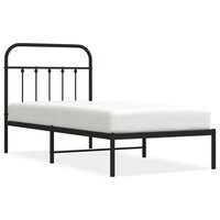 Bedframe met hoofdbord metaal zwart 90x190 cm 2