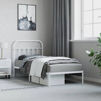 Bedframe met hoofdbord metaal wit 90x190 cm 4