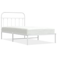 Bedframe met hoofdbord metaal wit 100x190 cm 2