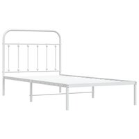 Bedframe met hoofdbord metaal wit 100x190 cm 3