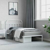 Bedframe met hoofdbord metaal wit 100x190 cm 5