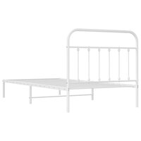 Bedframe met hoofdbord metaal wit 107x203 cm 8