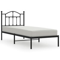 Bedframe met hoofdbord metaal zwart 90x200 cm 2