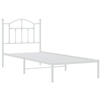 Bedframe met hoofdbord metaal wit 90x200 cm 3