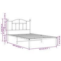Bedframe met hoofdbord metaal wit 107x203 cm 9