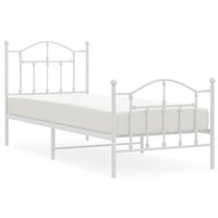 Bedframe met hoofd- en voeteneinde metaal wit 90x190 cm 2