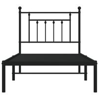 Bedframe met hoofdbord metaal zwart 90x190 cm 6