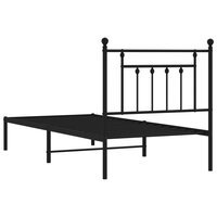 Bedframe met hoofdbord metaal zwart 90x190 cm 8
