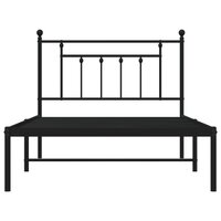Bedframe met hoofdbord metaal zwart 107x203 cm 3
