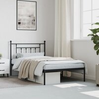 Bedframe met hoofdbord metaal zwart 107x203 cm 4