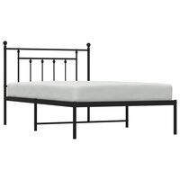 Bedframe met hoofdbord metaal zwart 107x203 cm 5