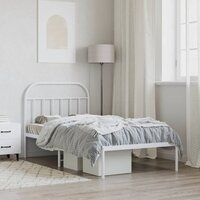 Bedframe met hoofdbord metaal wit 107x203 cm 4