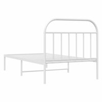 Bedframe met hoofdbord metaal wit 107x203 cm 8