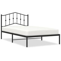 Bedframe met hoofdbord metaal zwart 107x203 cm 2