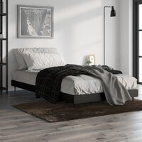 Bedframe bewerkt hout zwart 90x200 cm 4