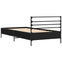 Bedframe bewerkt hout en metaal zwart 75x190 cm 6