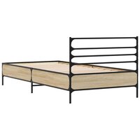 Bedframe bewerkt hout en metaal sonoma eikenkleurig 75x190 cm 6