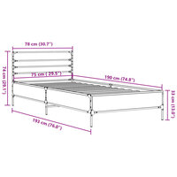 Bedframe bewerkt hout en metaal sonoma eikenkleurig 75x190 cm 9