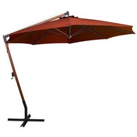 Zweefparasol met paal 3,5x2,9 m massief vurenhout terracotta 2