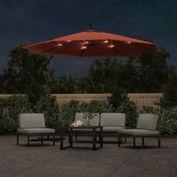 Zweefparasol met LED-verlichting en stalen paal terracottakleur 2