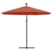 Zweefparasol met LED-verlichting en stalen paal terracottakleur 6