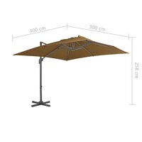 Zweefparasol met aluminium paal 300x300 cm taupe 9